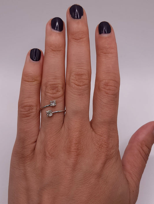 Elegant 2-Stone Silver Ring – Timeless & Sophisticated