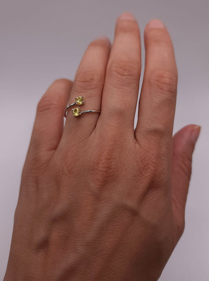 Elegant 2-Stone Ring in Yellow – Timeless & Sophisticated
