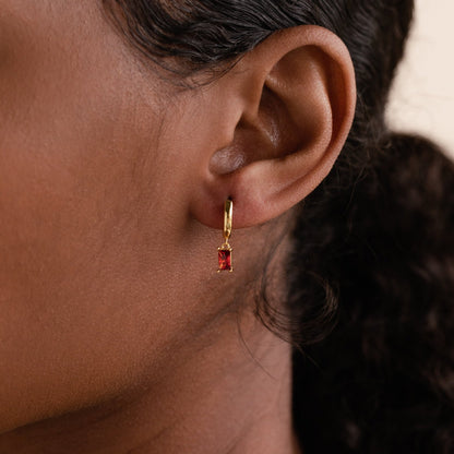 Baguette Birthstone Ring - Birthstone Huggie Earrings
