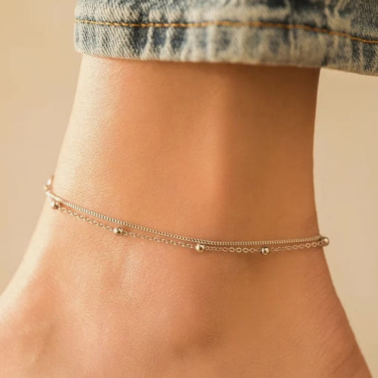 Elegant Silver Anklet with Dual Style Design
