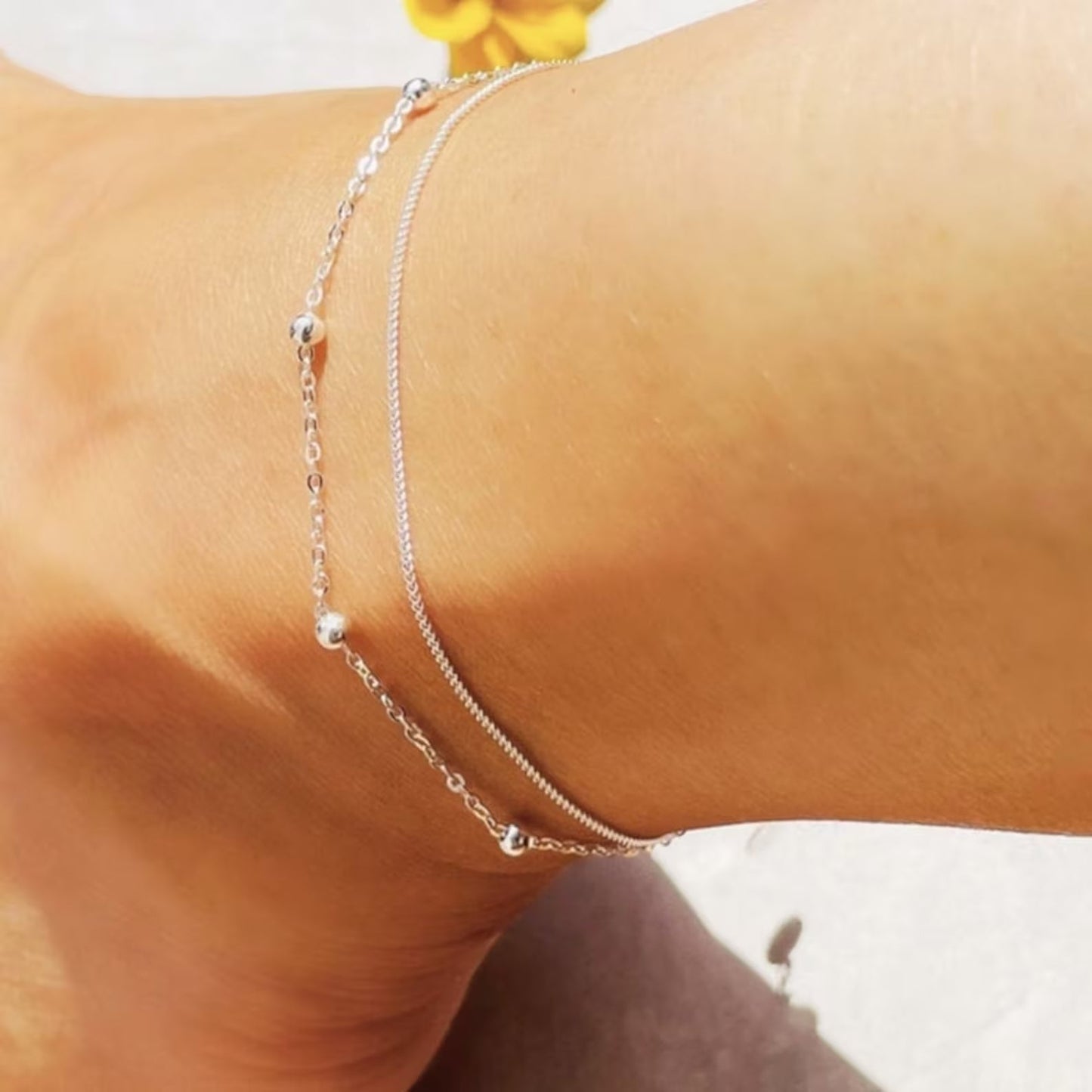Elegant Silver Anklet with Dual Style Design