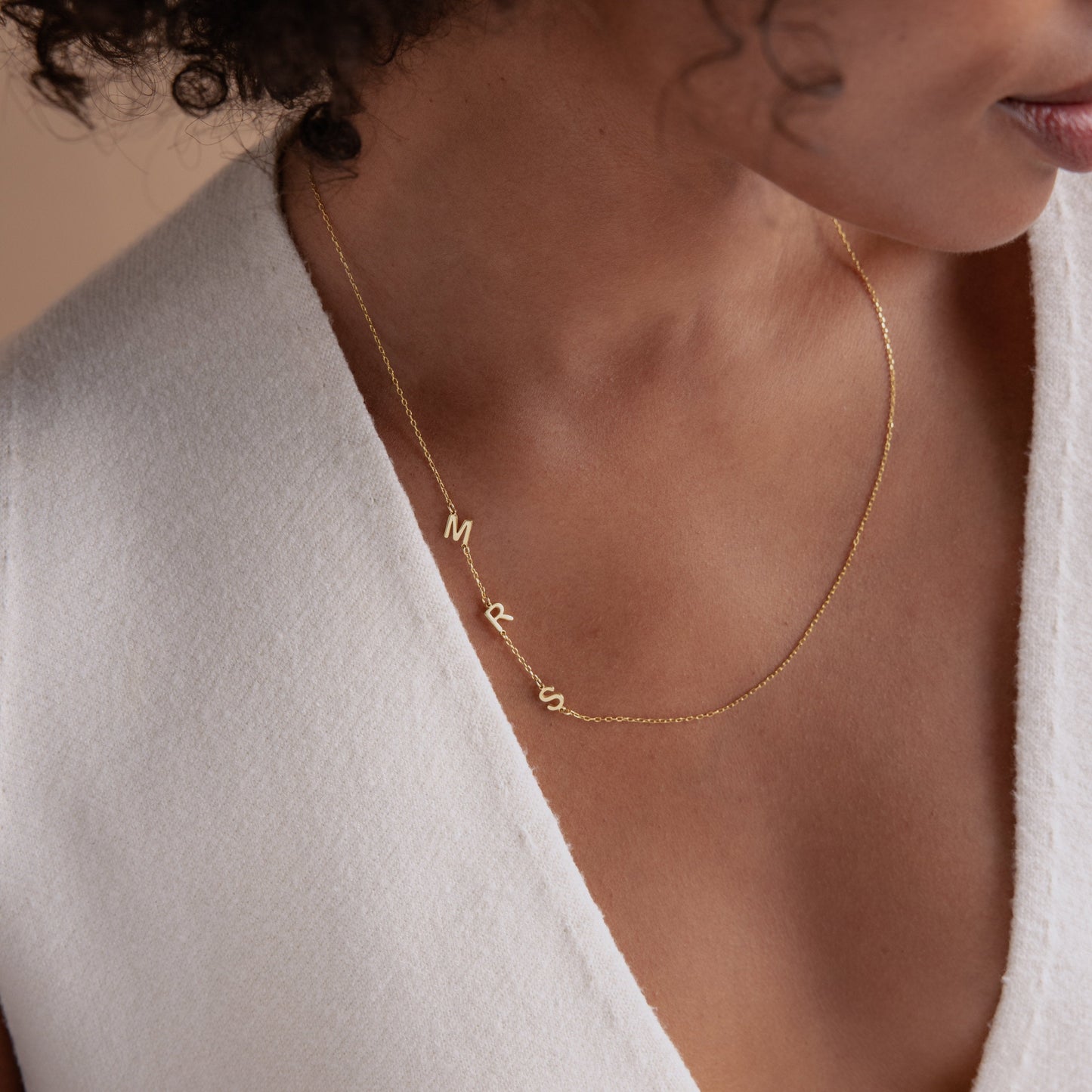 Side Initials Necklace – Personalized Letter Necklace