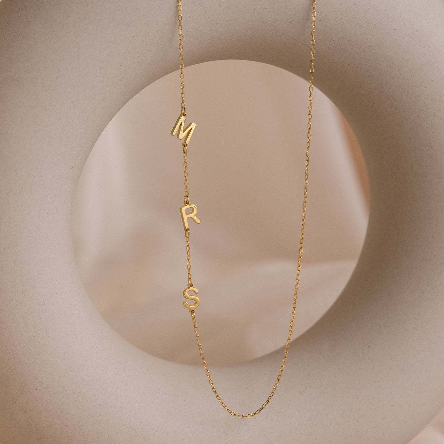 Side Initials Necklace – Personalized Letter Necklace