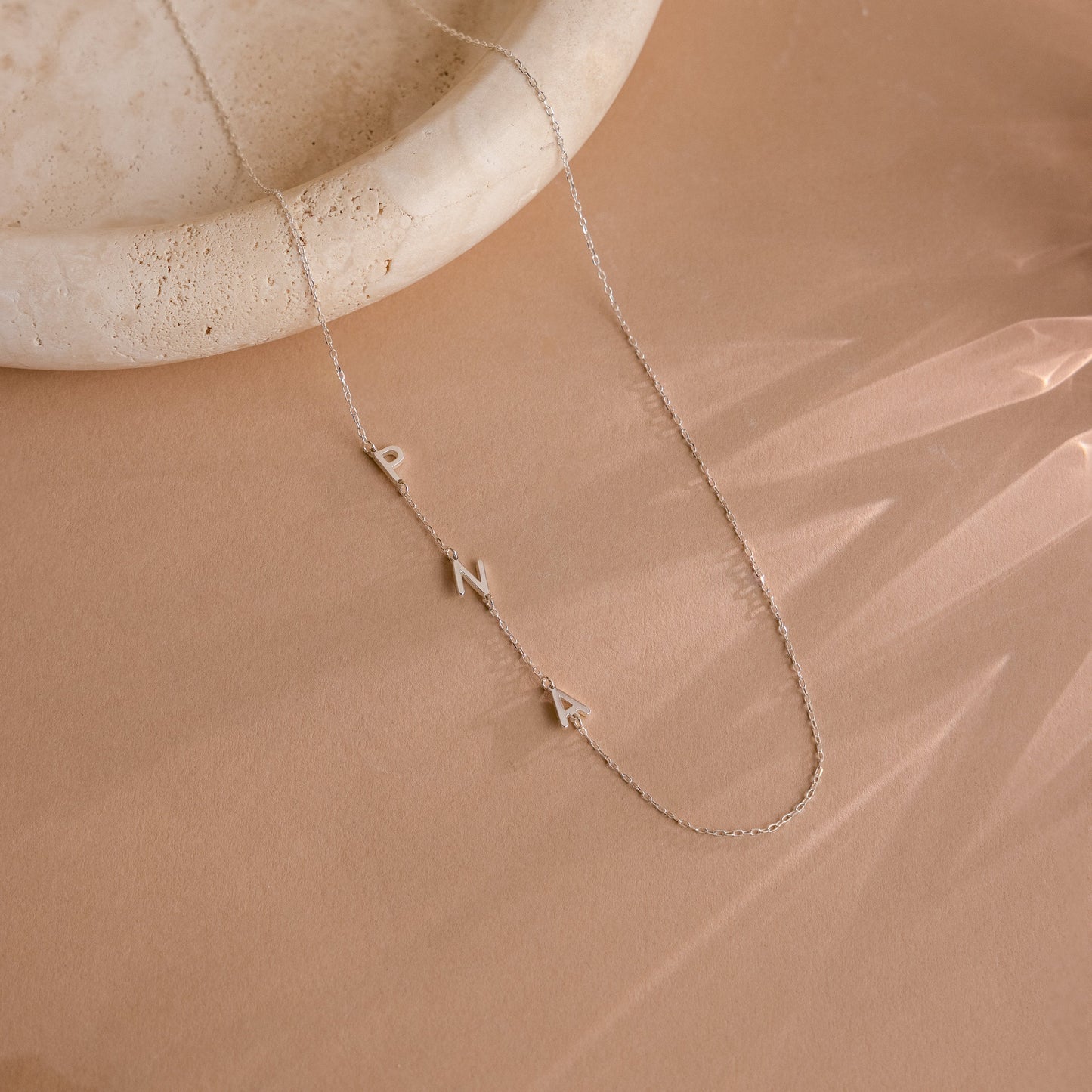 Side Initials Necklace – Personalized Letter Necklace