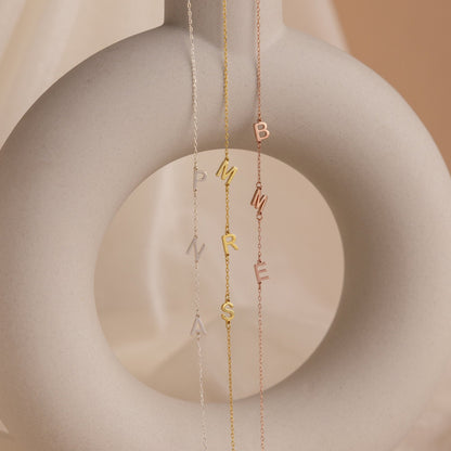 Side Initials Necklace – Personalized Letter Necklace