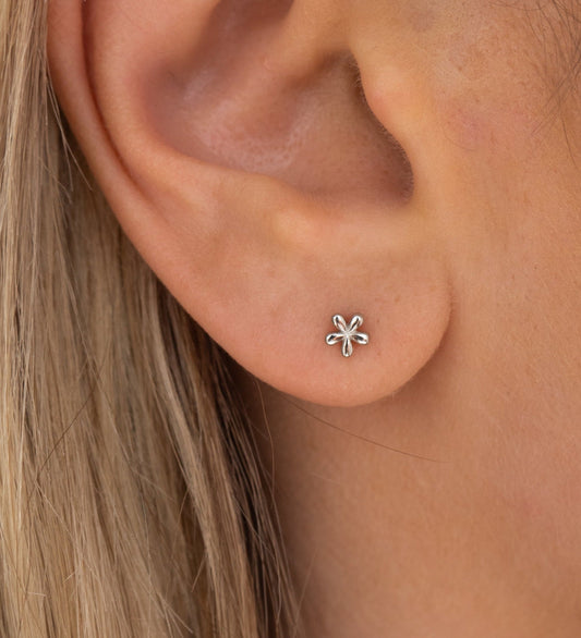 Mini Sterling Silver Flower Earrings