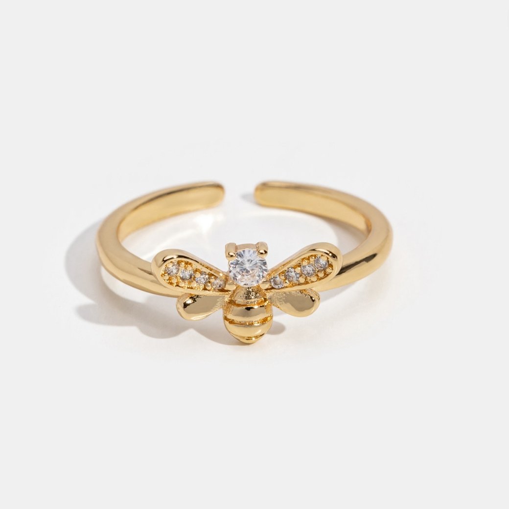 Laila – Crystal and Golden Bee Ring