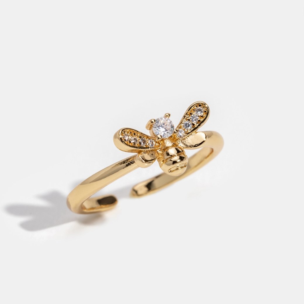 Laila – Crystal and Golden Bee Ring