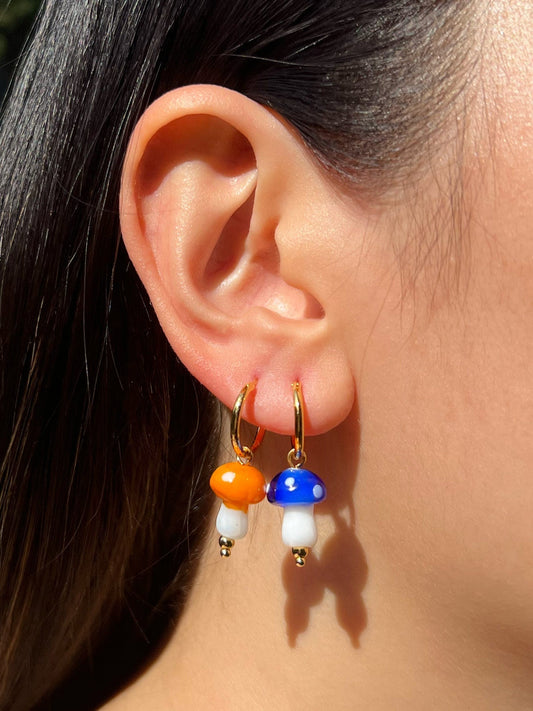 Kira - Blue Mushroom Earrings