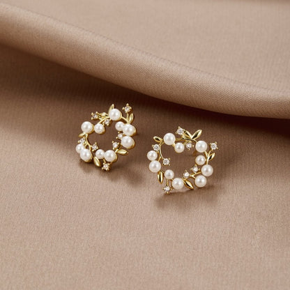 Carmenta - Pearl and Crystal Crown Hoops