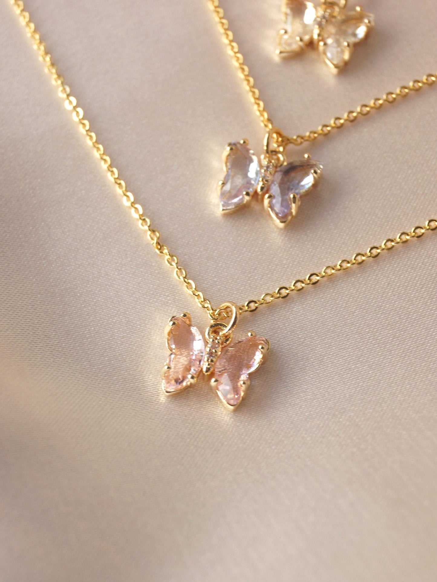 Small Burgundy Butterfly Necklace
