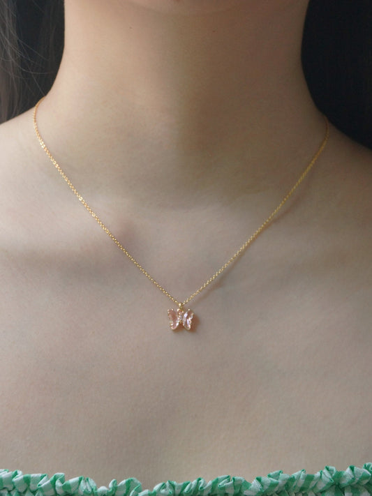 Small Burgundy Butterfly Necklace