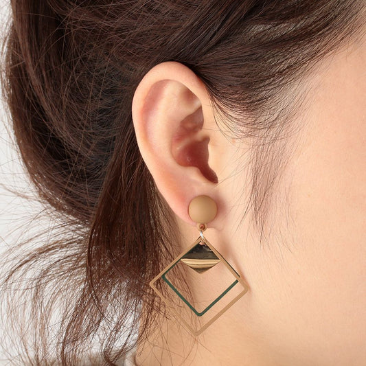 Geometric Drop-Shaped Earrings - Hollow Square Earrings