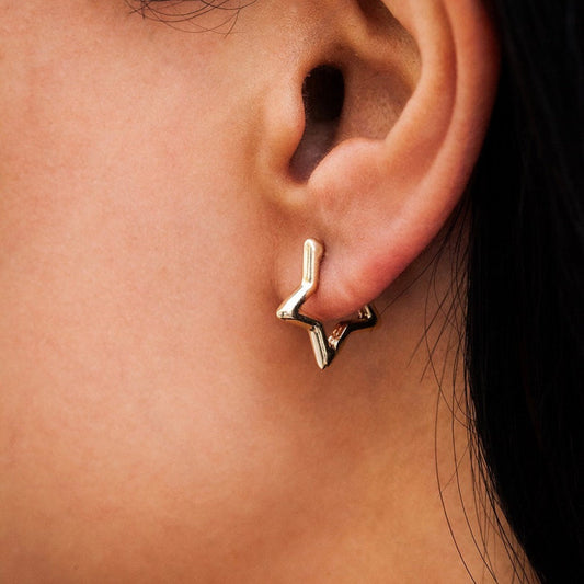 Star Huggie Earrings - Star Hoops