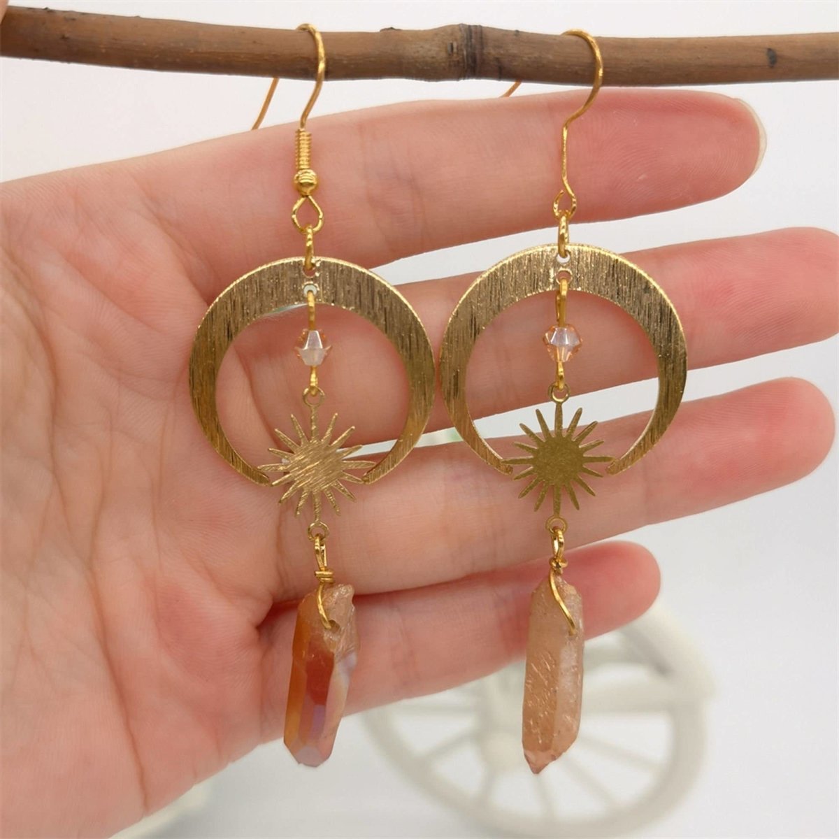 Homa - Half Moon Earrings with Mandarin Quartz