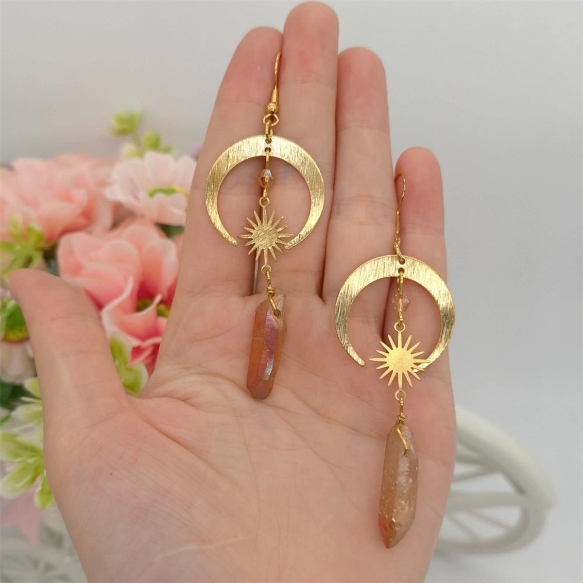 Homa - Half Moon Earrings with Mandarin Quartz