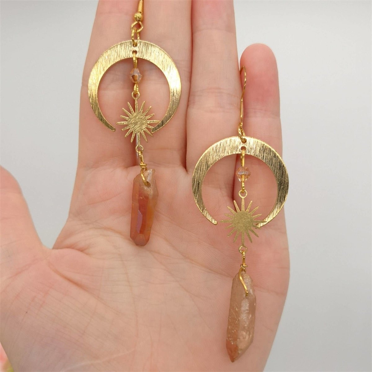 Homa - Half Moon Earrings with Mandarin Quartz