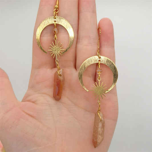 Homa - Half Moon Earrings with Mandarin Quartz