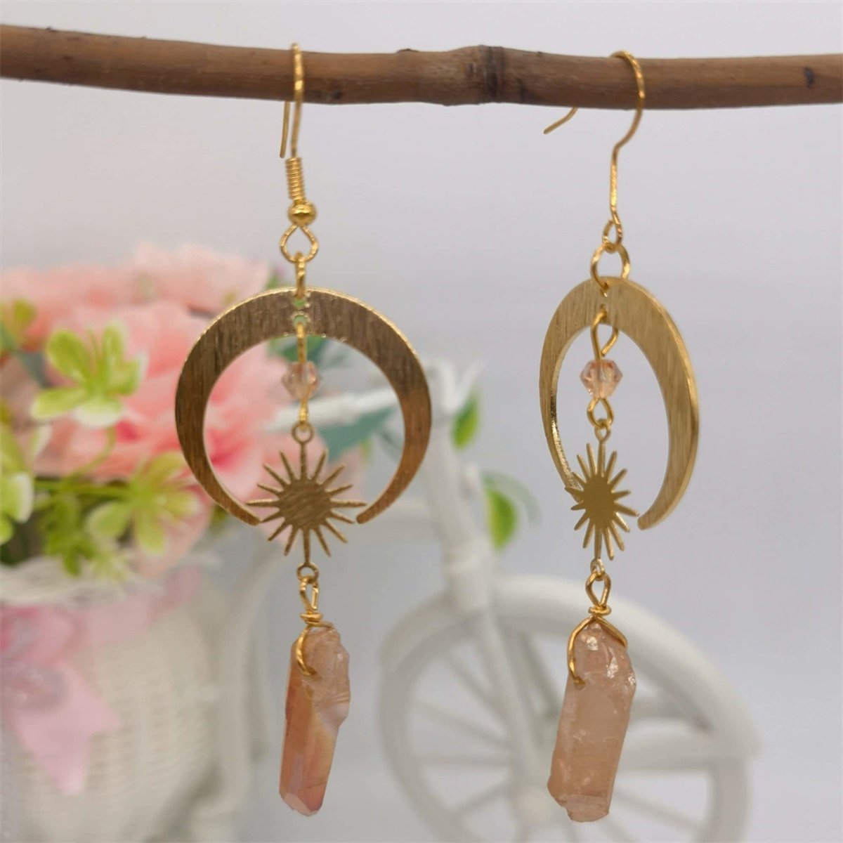 Homa - Half Moon Earrings with Mandarin Quartz