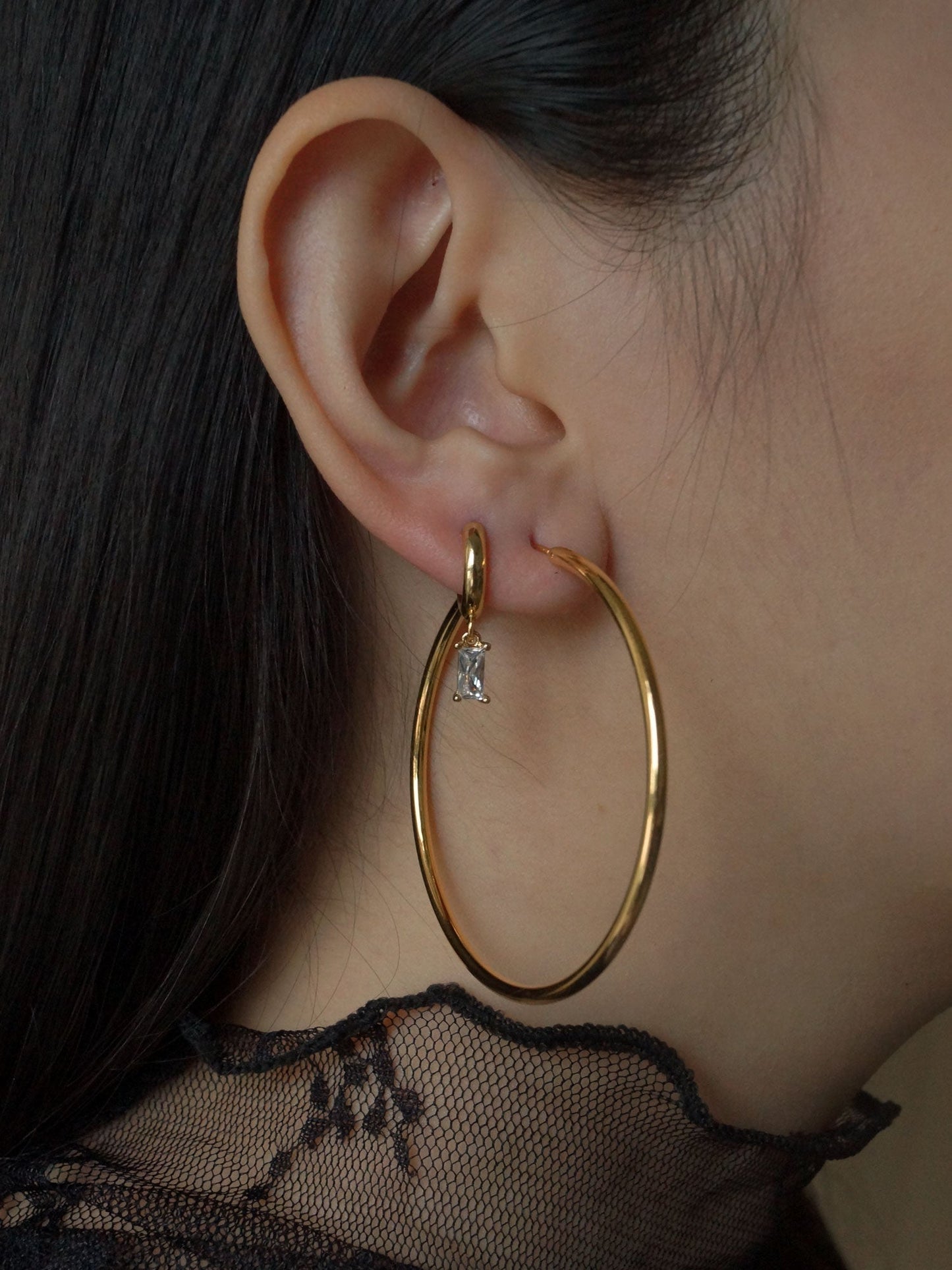 Bella - Large Thin Gold Hoop Earrings