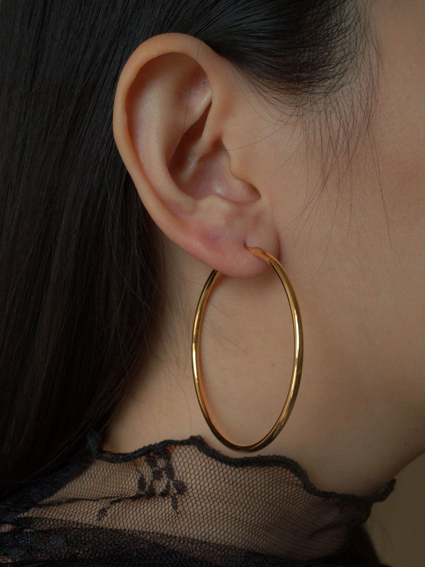 Bella - Large Thin Gold Hoop Earrings