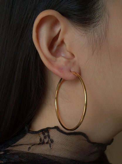 Bella - Large Thin Gold Hoop Earrings
