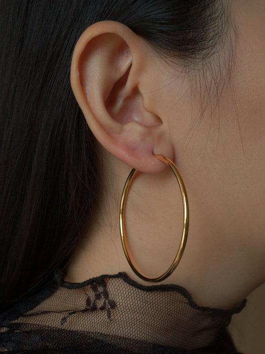 Bella - Large Thin Gold Hoop Earrings