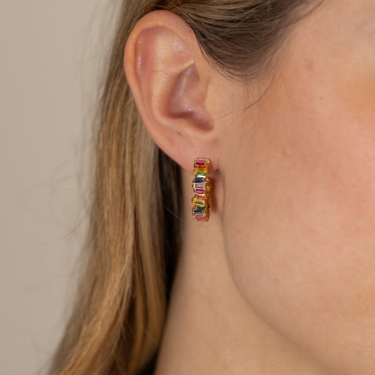 Veronica - Rainbow Gold Hoops