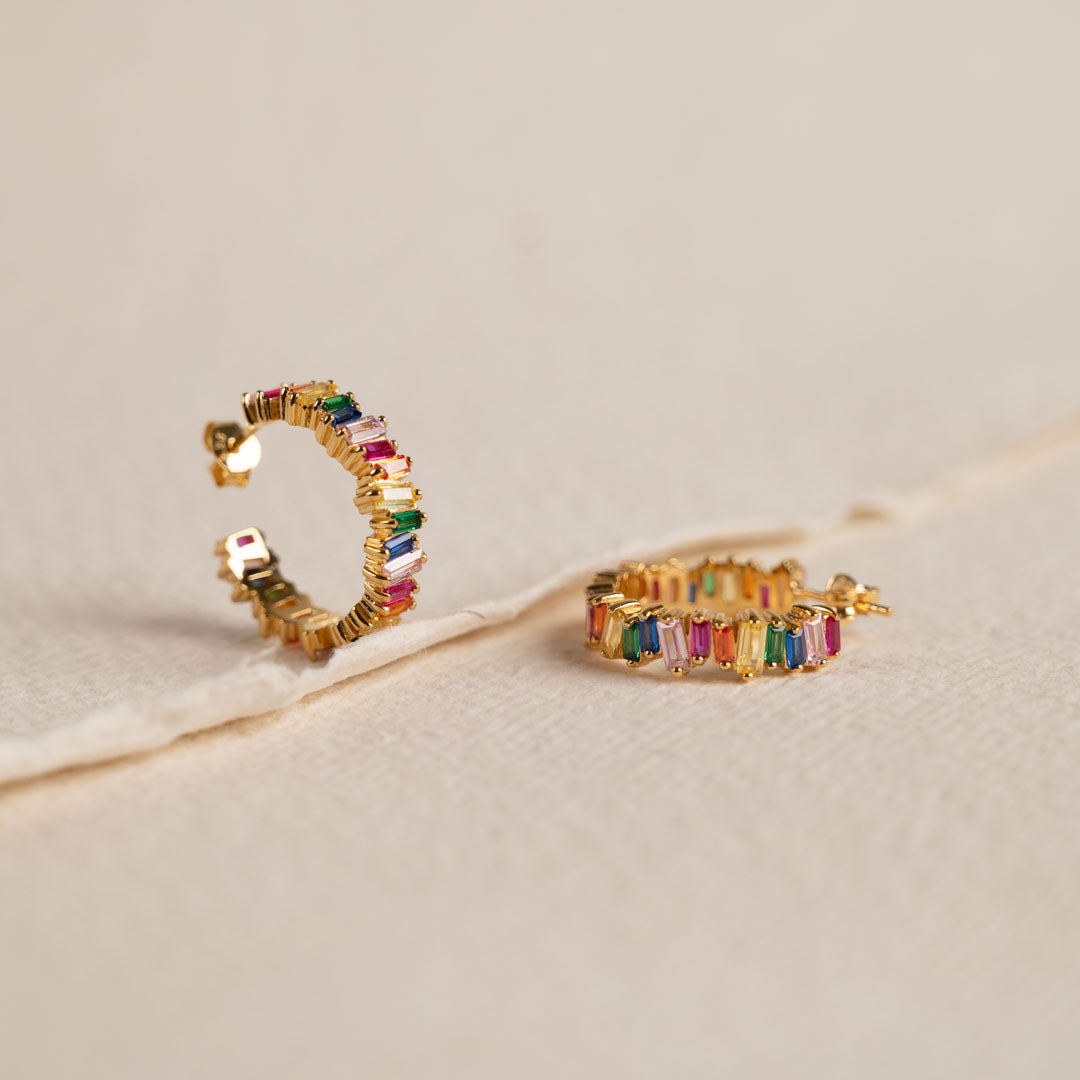 Veronica - Rainbow Gold Hoops