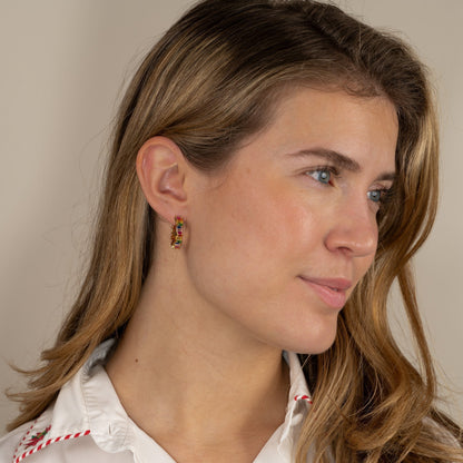 Veronica - Rainbow Gold Hoops