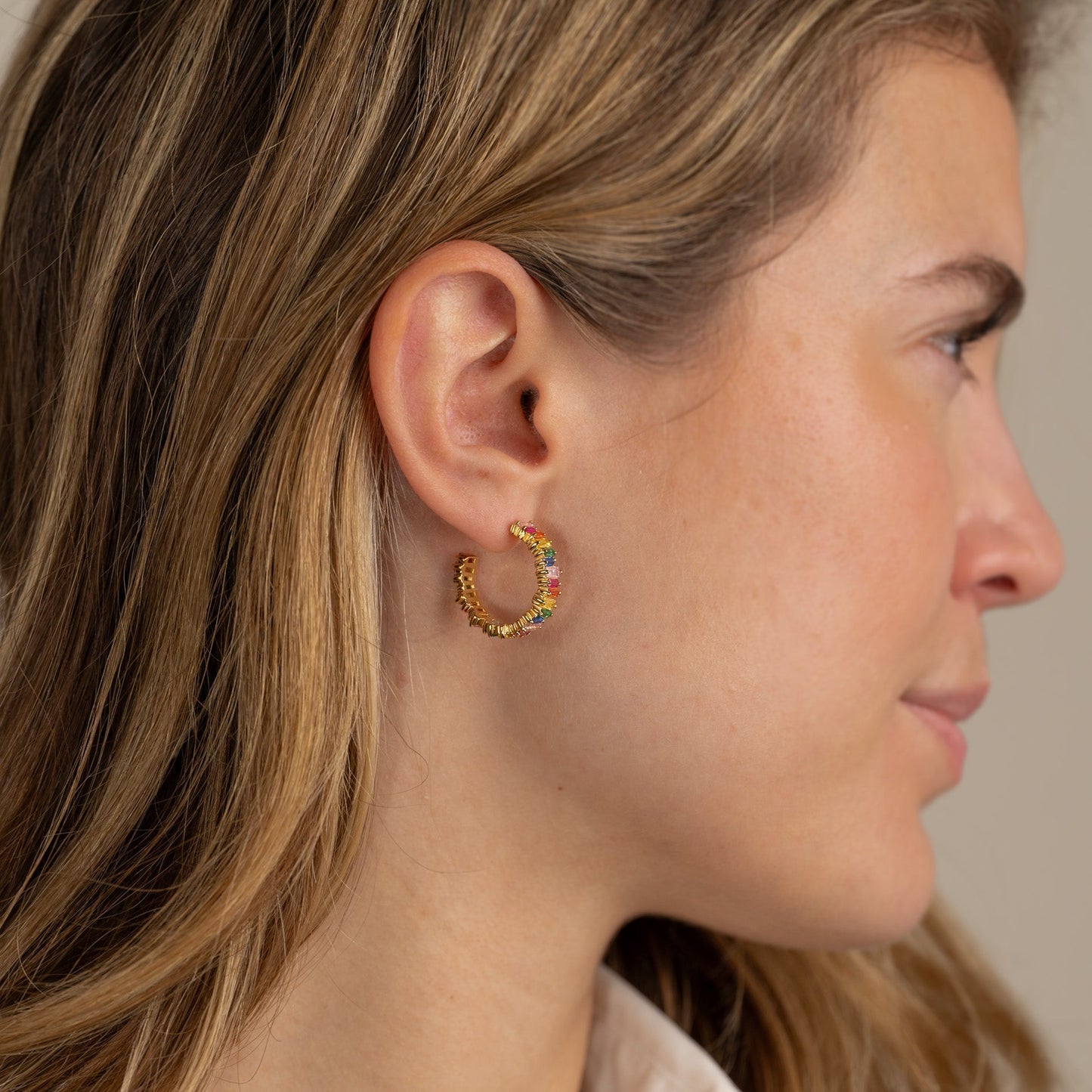 Veronica - Rainbow Gold Hoops