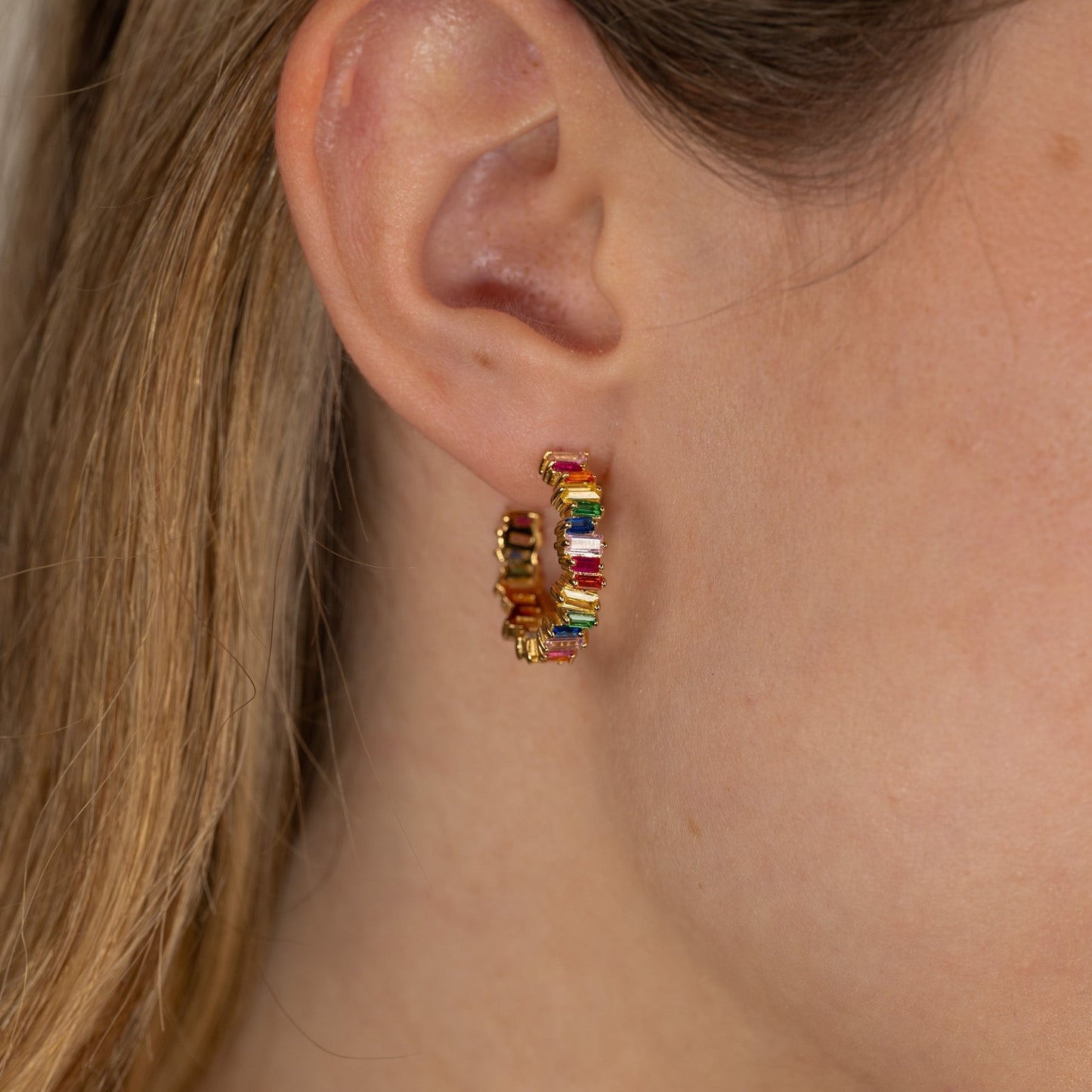 Veronica - Rainbow Gold Hoops