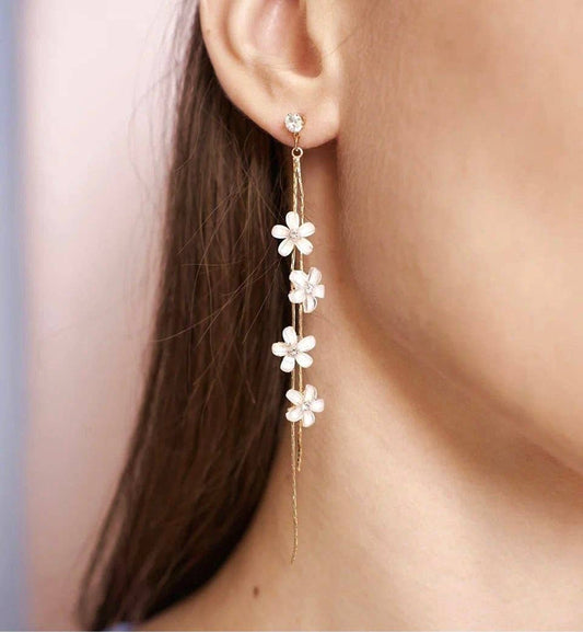 Yuri - White Jasmine Thread Earrings