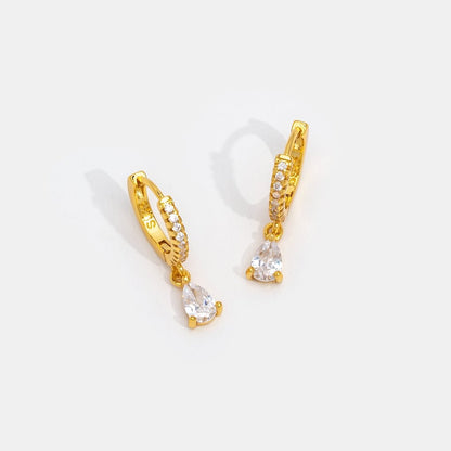 Gold Hoops White Ivory CZ